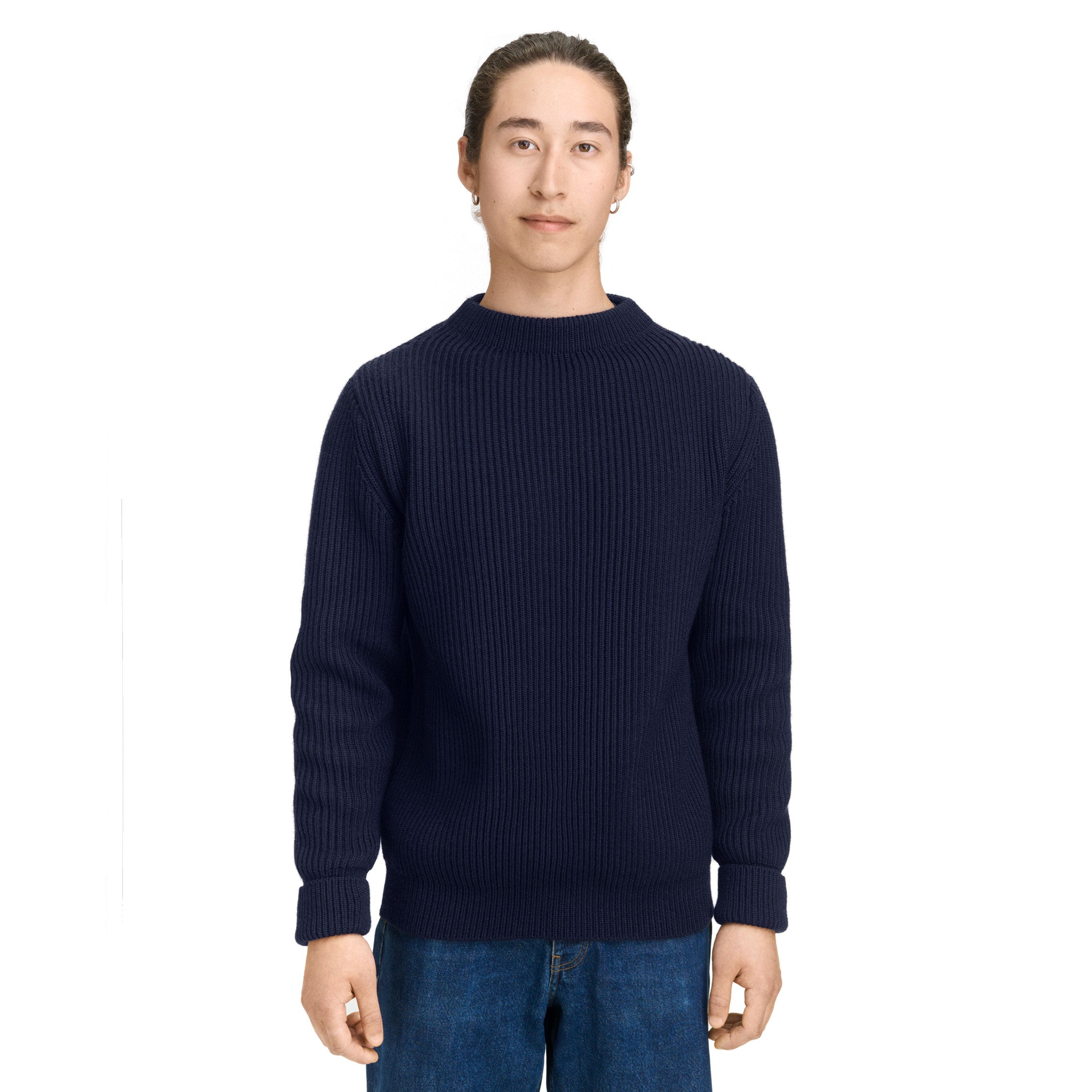 Navy Crewneck Natural Taupe